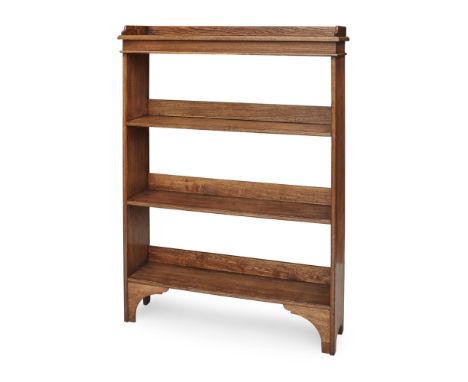 WYLIE &amp; LOCHHEAD, GLASGOW  OAK OPEN BOOKCASE, CIRCA 1920   with three open shelves on bracket feet, bears maker's label  