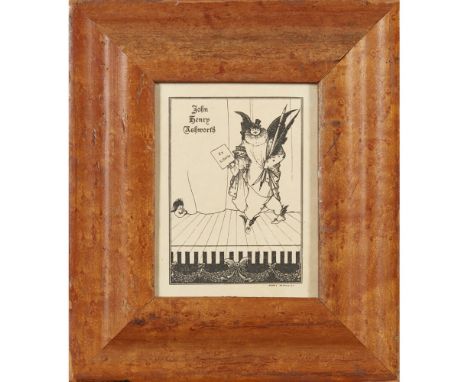AUBREY BEARDSLEY (1872-1898)  BOOKPLATE FOR JOHN HENRY ASHWORTH   printed, depicting a figure in costume on stage, printed si