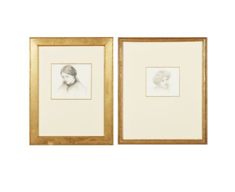 HENRY HOLIDAY (1839-1927)  STUDY OF A GIRL  pencil and coloured crayon, framed, 14.3cm x 16cm; and PORTRAIT OF A LADY by the 