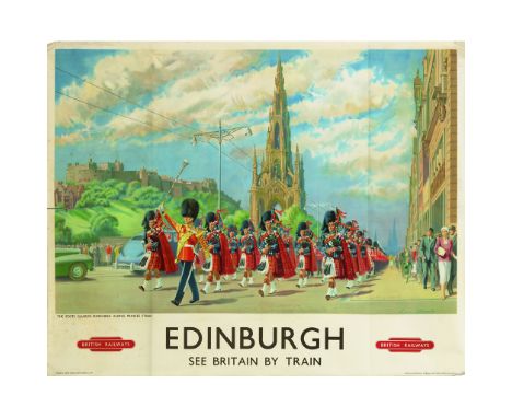 LANCE CATTERMOLE (1898 - 1992)  EDINBURGH, PRINCES STREET  lithograph, c.1950, condition B+; not backed  102cm x 127cm (40in 