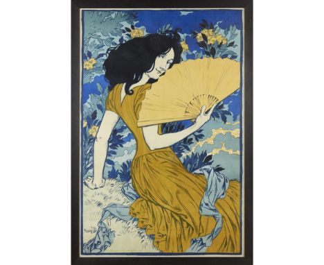 EUGENE GRASSET (1841-1917)  POSTER: 'L'EVENTAIL', CIRCA 1900   framed lithograph, printed signature bottom left corner GRASSE