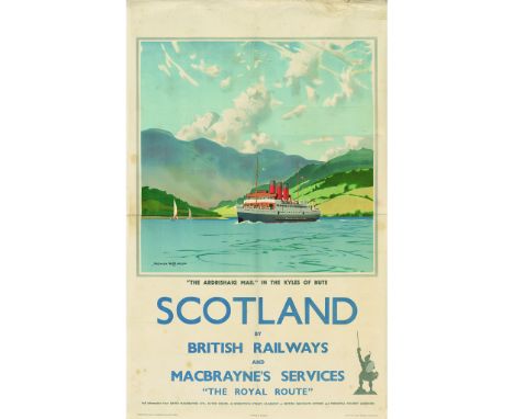 NORMAN WILKINSON (1878-1971)  KYLES OF BUTE, SCOTLAND  lithograph, c.1950, condition B-; not backed, together with 'Clyde Coa