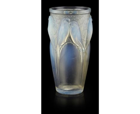 RENÉ LALIQUE (1860-1945)  'CEYLAN' CLEAR, FROSTED AND OPALESCENT GLASS VASE, INTRODUCED 1924   moulded with a frieze of budge