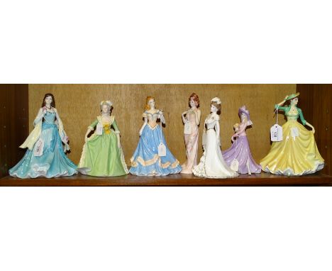 A collection of four Coalport figurines: 'Dawn Song', 'Charlotte, A Royal Debut', 'The Birthday Present', 'Birthday Celebrati