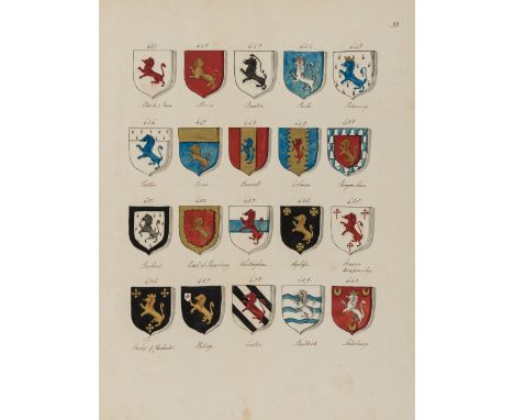 Guillim (John) A Display of Heraldry... copied by Mary Elizabeth Murhall Hughes, manuscript fair copy, title, dedication and 