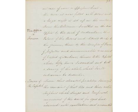 England to Rome & Naples.- [Journal of a tour to Rome & Naples to visit Lord Hastings], manuscript, 191pp., slightly browned,