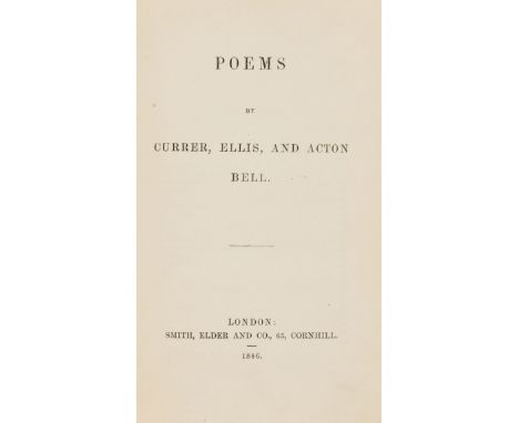 [Brontë (Charlotte, Emily & Anne)], "Currer, Ellis & Acton Bell". Poems, first edition, second issue, advertisement f., this 