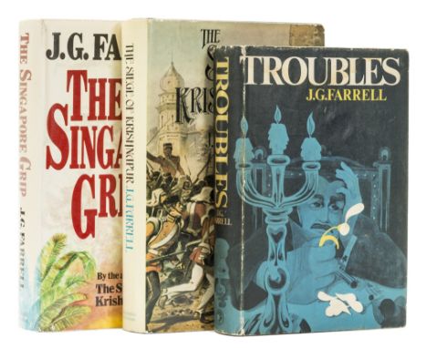 Farrell (J.G.) [The Empire trilogy], 3 vol., first editions, comprising Troubles, signed inscription by the jacket artist Bil