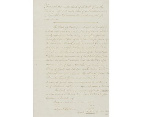 Corsica.- Herries (Sir Robert, merchant and banker, c. 1731-1815) Observations on the Estate of Marbeuf, in the Island of Cor