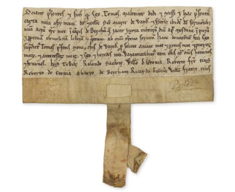 Bedfordshire, Old Warden.- Charter, grant by Thomas Malteint to St. Mary's of Warden [Warden Abbey] of one acre of land in Be