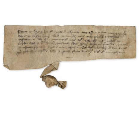 Power of attorney.- Grant by Alice Cownall to Henry Wod, power of attorney, manuscript in Latin, on vellum, 6 lines, small re