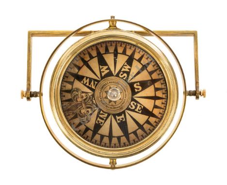 A MID-19TH CENTURY DRY CARD DECK-HEAD COMPASS BY HOOPER & SON, PORTSMOUTH, the 5½in. compass card signed as per title and ins
