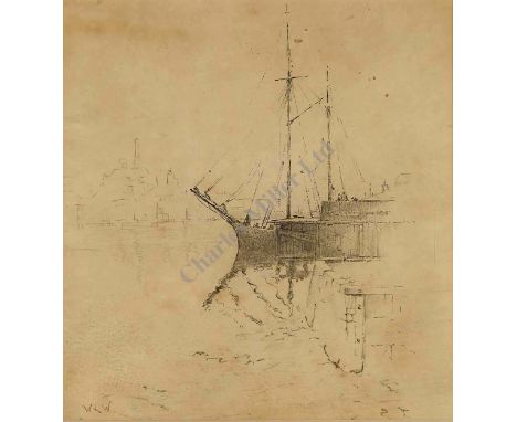 WILLIAM LIONEL WYLLIE (BRITISH, 1851-1931), Castle Wharf, Signed 'WLW' (lower left), Pencil, 8¼ x 7½in. (21 x 19cm), It is te