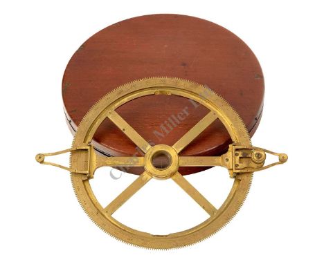 A CIRCULAR PROTRACTOR BY GEORGE ADAMS SENIOR, CIRCA 1770, signed either side of the glazed locator Geo Adams / London, hinged