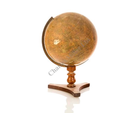 A 12IN. CELESTIAL GLOBE PUBLISHED BY G.F. CRUTCHLEY, LONDON, CIRCA 1850, hand-painted gores signed as per title and inscribed