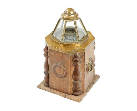 A DRY CARD COMPASS AND BINNACLE BY MRS JANET TAYLOR, LONDON, CIRCA 1855, the 5½in. painted mica card signed and inscribed Mrs