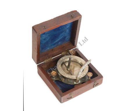 A PORTABLE COMPASS SUNDIAL BY A.C. FRASER & SON, LONDON, CIRCA 1850, the 2¼in. dial with steel needle and retainer, silvered 
