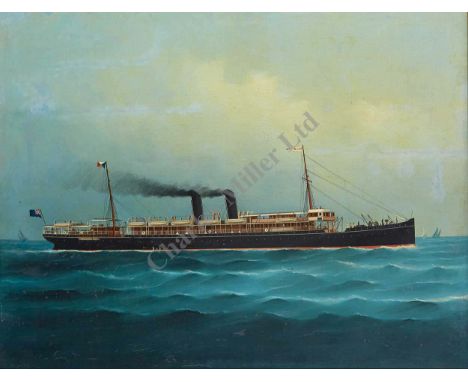 CHINESE SCHOOL, LATE 19TH CENTURY, Portrait of P&O liner R.M.S. 'Egypt' [1897], Oil on linen, 17 x 22¼in. (43 x 56cm.), One o
