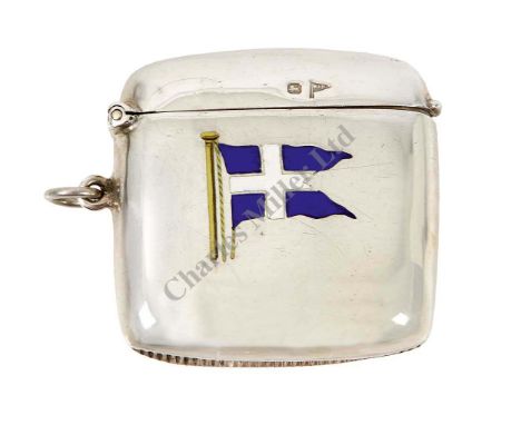 A POIGNANT SHIPPING COMPANY'S VESTA CASE, a silver vesta case, by Walker & Hall, hallmarked for Sheffield 1914, bearing the c