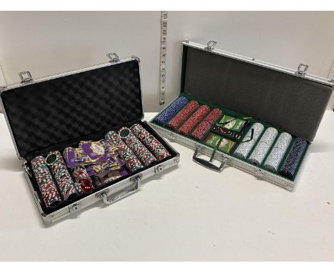 Two cases of poker chips and cards, shipping unavailable