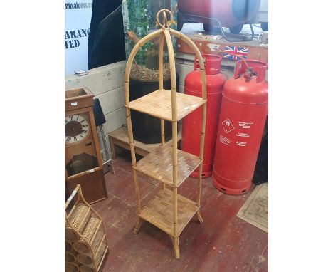 A vintage Bamboo three shelf unit h160cm, shipping unavailable