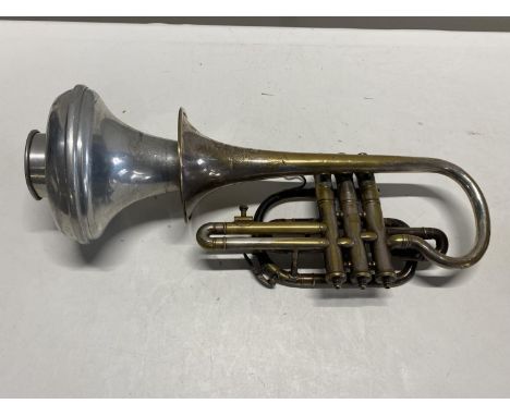 A Boosey and Co cornet (missing mouth piece) with diffuser a/f