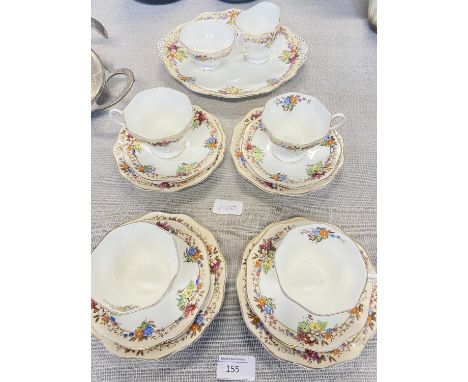 A vintage Foley bone china tea service (15 pieces), shipping unavailable