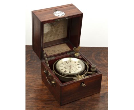 Brockbank & Atkins, London, no.1406mid 19th Century two day marine chronometer, the signed silvered Roman dial with subsidiar
