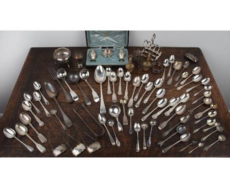Collection of various silver to include: a pair of Victorian silver gilt scent or perfume bottles,  one bearing marks for Lon
