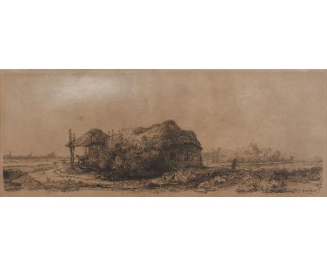 After Rembrandt van Rijn (Dutch, 1606-1669)'Landscape with a Cottage and a Haybarn', etching, signed and dated Rembrandt 1641