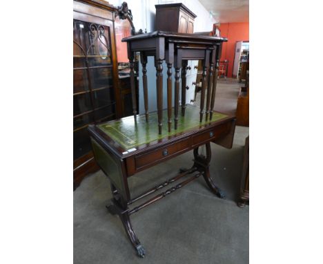 A mahogany sofa table and a mahogany nest of tables 