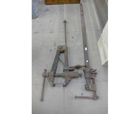 An industrial sash clamp and a vice 
