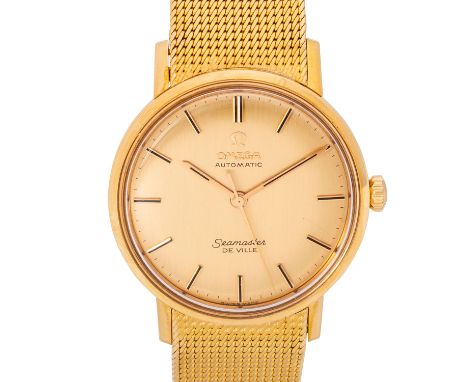 OMEGA Vintage Seamaster DeVille Ref. 166.020 Herren Armbanduhr. 18K Gelbold. Original Meshband 18K mit Faltschließe. Automati