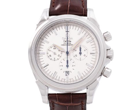 OMEGA DeVille Neuwertiger Co-Axial Chronograph Ref. 48413132. Von 2003. Edelstahl mit Glasboden. Automatikwerk, Kal. 3313 mit