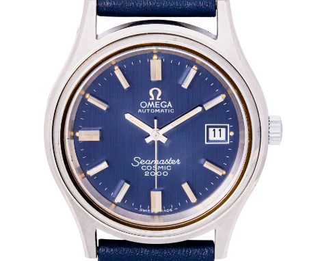 OMEGA Seamaster Cosmic 2000 Ref. 166.132 Herren Armbanduhr. Edelstahl. Neues Lederband mit Stiftschließe. Automatikwerk, Kal.