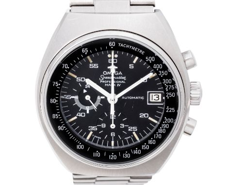 OMEGA Speedmaster Chronograph Mark IV Ref. 176.009 Herren Armbanduhr. Ca. 1973. Edelstahl. Stahlband mit Faltschließe. Automa