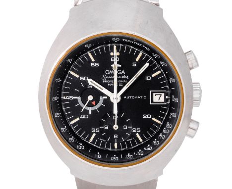 OMEGA Speedmaster Professional Mark 3 Ref. 176.002 Chronograph von 1973. Edelstahl. Tissot Edelstahlarmband mit zwei Verlänge