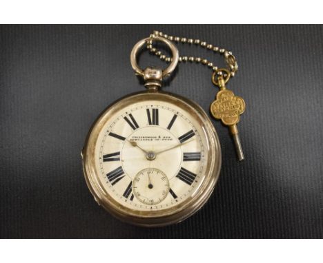 An early 20th century silver open face pocket watch, Collingwood and Son, Newcastle upon Tyne, white enamel dial, bold Roman 