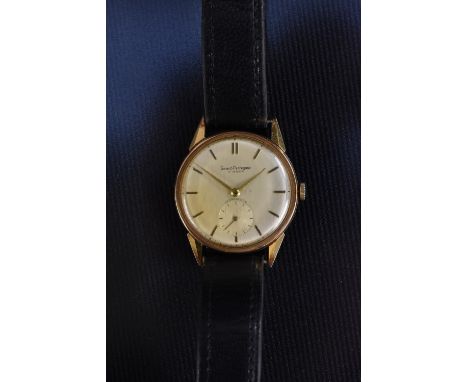 Girard Perregaux - a gentleman's 18ct gold cased wristwatch, brushed silvered dial, block batons, minute track, subsidiary se