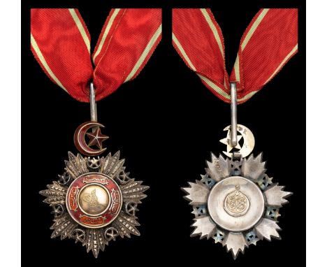 Turkey, Ottoman Empire, Order of the Medjidie, neck Badge, 75mm including star and crescent suspension x 60mm, silver and ena