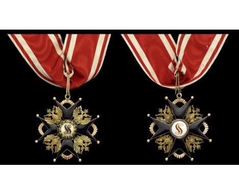 Russia, Imperial, Order of St Stanislaus, Badge, 55mm, gold and enamel, black enamel type, enamel chipping and repairs to cen