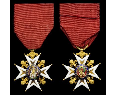 France, Kingdom, Royal Military Order of St. Louis, Knight's breast Badge, 38mm, gold and enamel, hallmark on a fleur de lis,