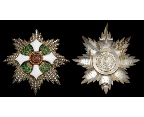 Italy, Savoy, Military Order of Savoy, breast Star, by Cravanzola, Rome, 83mm, silver, silver-gilt, gold and enamel, maker's 