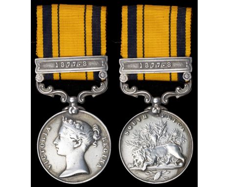 Barbers HorseSouth Africa 1877-79, 1 clasp, 1877-8 (Pte. T. Abbitt. Capt: Barbers Light Horse), suspension re-affixed, local 