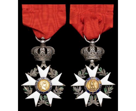 France, First Empire, Legion of Honour, 3rd Type (1806-08) breast Badge, 58mm including crown suspension x 38mm, silver, gold