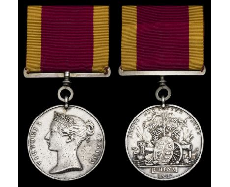 China 1842 (E. Pitman, Lieutenant, 55th Regiment Foot.), fitted with replacement silver clip and swivel suspension, pitting, 