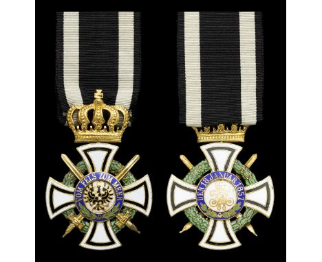Germany, Prussia, House Order of Hohenzollern, Military Division, breast Badge, 59mm including crown suspension x 38mm, silve