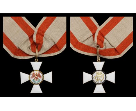 Germany, Prussia, Order of the Red Eagle, neck Badge, 47mm, gold and enamel, by Wilm, Berlin, the bottom arm marked 'W', on n