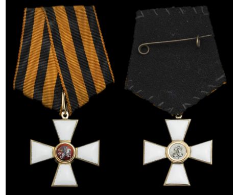 Russia, Imperial, Order of St George, 4th Class Cross, 36mm, gold (56 zolotniki) and enamel, reverse centre a little rubbed, 
