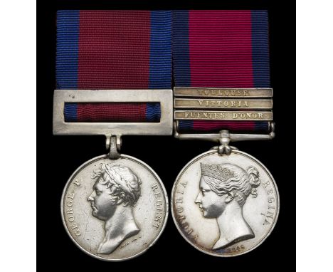 Pair: Corporal J. Wadhams, 1st Royal DragoonsMilitary General Service 1793-1814, 3 clasps, Fuentues D'Onor, Vittoria, Toulous
